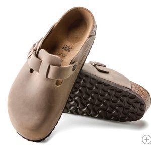 Birkenstock Boston taupe brown oiled tobacco leather clogs slip ons 36